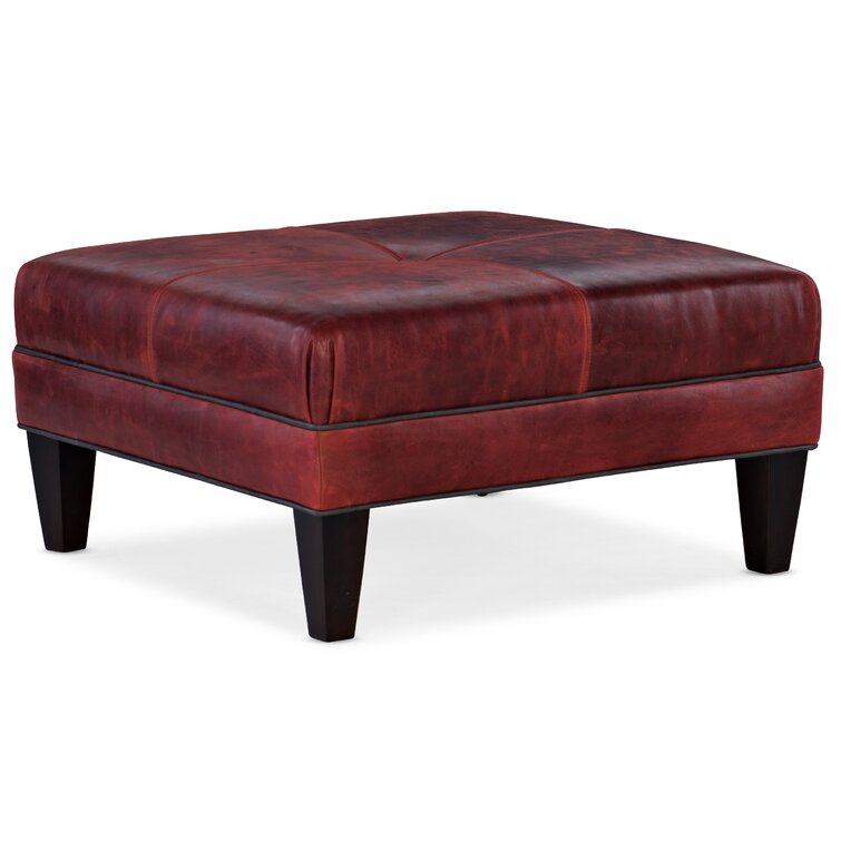 Burgundy leather deals ottoman